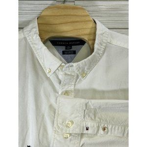 Tommy Hilfiger Button Down‎ Shirt Men's 2XL Christmas All over Print Snowflakes